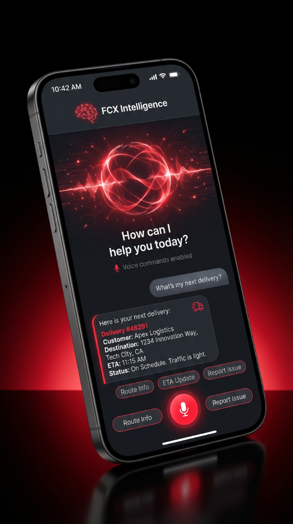 FCX Intelligence voice command interface on mobile