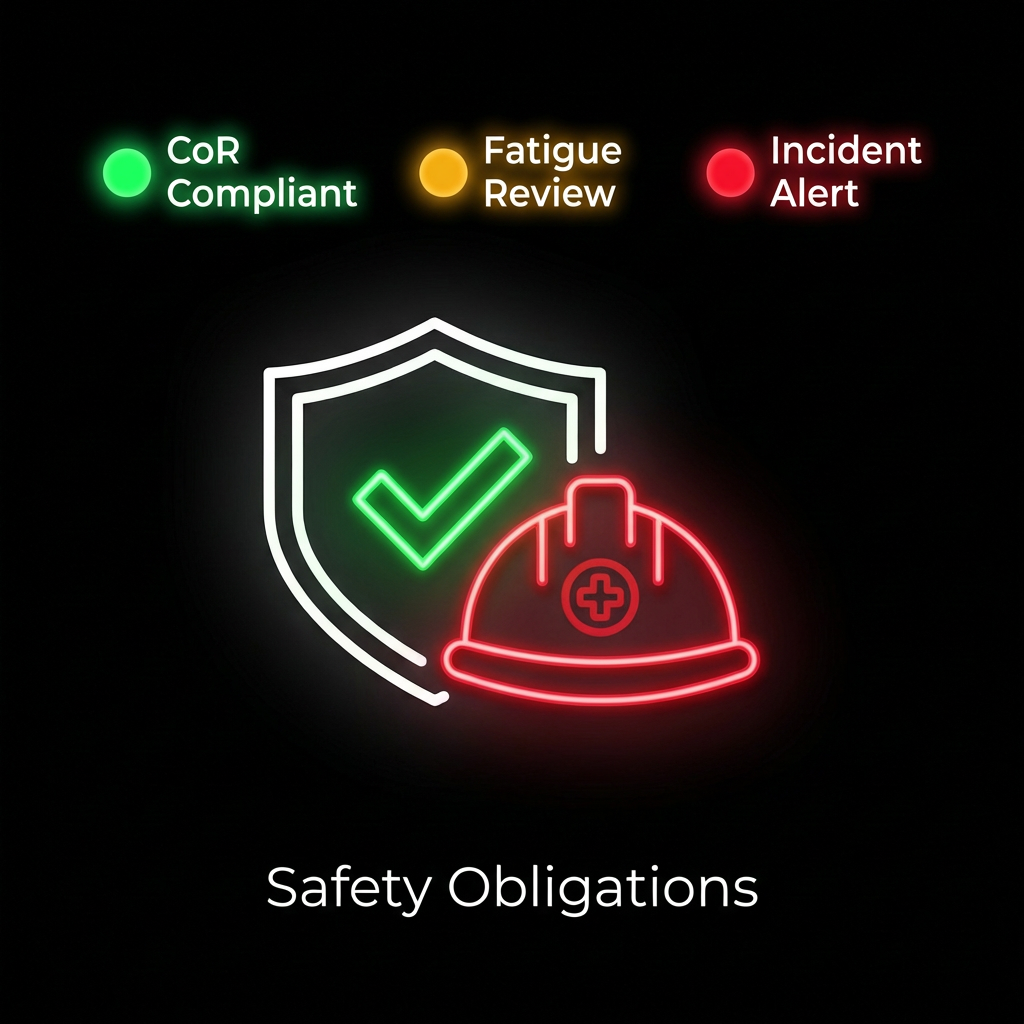 Safety obligations compliance with traffic light indicators